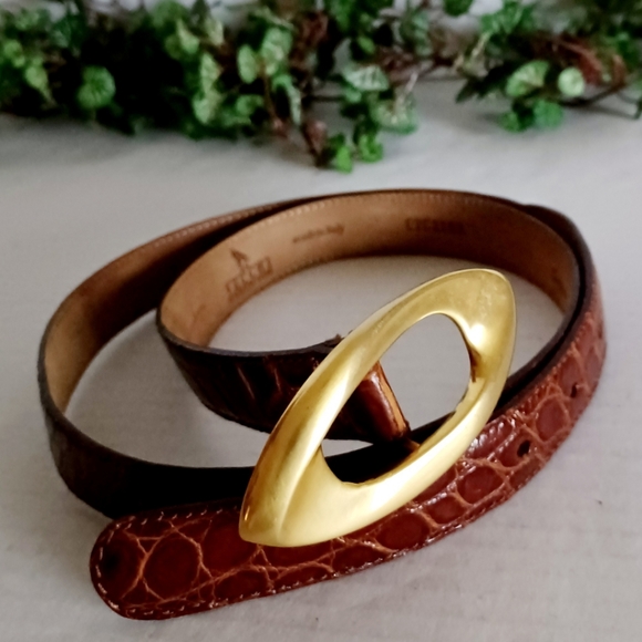 De Vecchi by Hamilton Hodge Genuine American Alligator Leather Buckle Belt - Picture 2 of 16